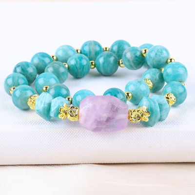 11MM 14MM Tianhe pierre Améthyste cristal pierre précieuse perles bracelets 2 couche