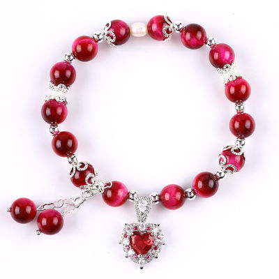 8 mm de pierre ronde rose rouge tigre de l'œil de perles de brasserie