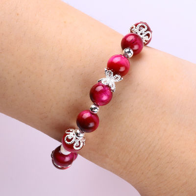 8 mm de pierre ronde rose rouge tigre de l'œil de perles de brasserie