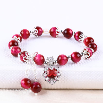 8 mm de pierre ronde rose rouge tigre de l'œil de perles de brasserie