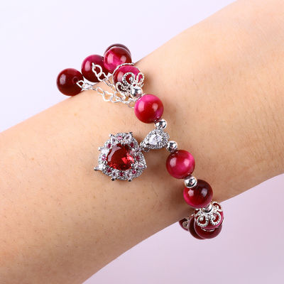 8 mm de pierre ronde rose rouge tigre de l'œil de perles de brasserie