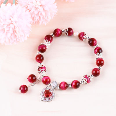 8 mm de pierre ronde rose rouge tigre de l'œil de perles de brasserie