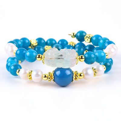 8 mm pierre cristalline naturelle Apatite Pouvoir de guérison pierre précieuse double couche perle bracelet réglable Pour cadeau de bijoux