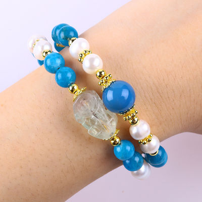 8 mm pierre cristalline naturelle Apatite Pouvoir de guérison pierre précieuse double couche perle bracelet réglable Pour cadeau de bijoux