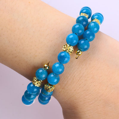 8 mm pierre cristalline naturelle Apatite Pouvoir de guérison pierre précieuse double couche perle bracelet réglable Pour cadeau de bijoux