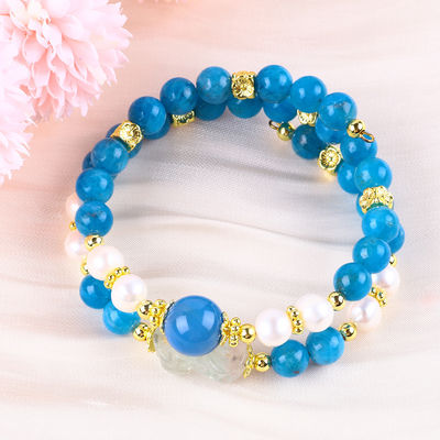 8 mm pierre cristalline naturelle Apatite Pouvoir de guérison pierre précieuse double couche perle bracelet réglable Pour cadeau de bijoux