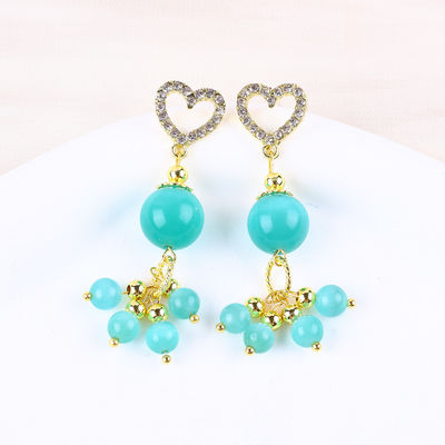 Pièce de pierre précieuse à l'œil de chat verte de 6 mm 12 mm faite à la main avec boucle de cœur