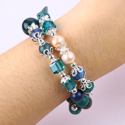 Unicorne sculpture réglable 2 couches Azurite pierre cristal bracelet