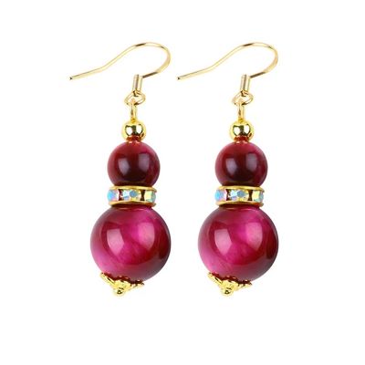 Des boucles d'oreilles en cristal de quartz suspendu en perles de pierre précieuse de 10 mm OEM ODM