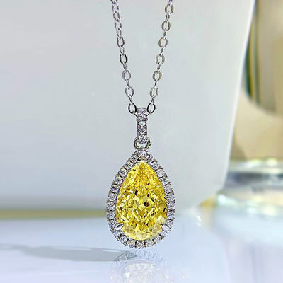 Décoration de pierre précieuse jaune pendentif à goutte d'eau Collier de mode bijoux en zircon