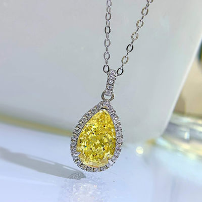 Décoration de pierre précieuse jaune pendentif à goutte d'eau Collier de mode bijoux en zircon