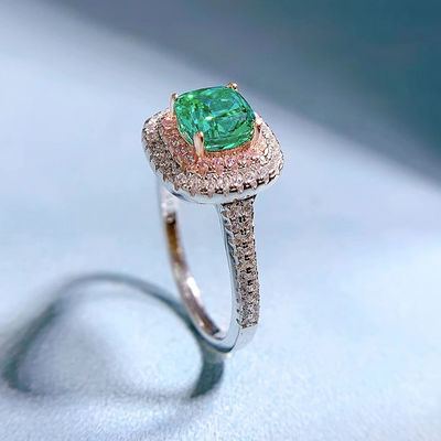 Anneaux de mariage en pierre précieuse de forme carrée verte pour femmes