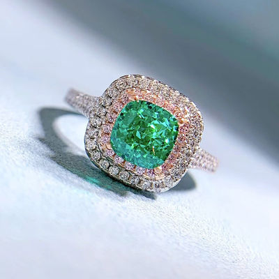 Anneaux de mariage en pierre précieuse de forme carrée verte pour femmes