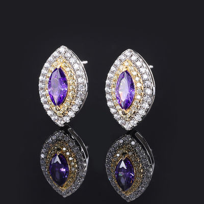 Marquise forme artisanat exclusif Boucle d'oreille pierre précieuse Zircon bijoux de mariée