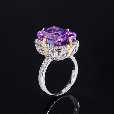 Pourpre / Aqua bleu / Jaune pierre précieuse 925 Sterling argent Zircon alliance de fiançailles