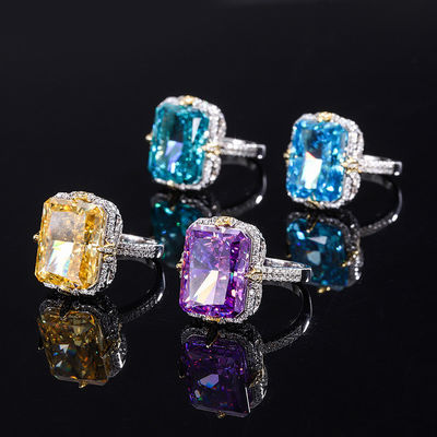 Pourpre / Aqua bleu / Jaune pierre précieuse 925 Sterling argent Zircon alliance de fiançailles