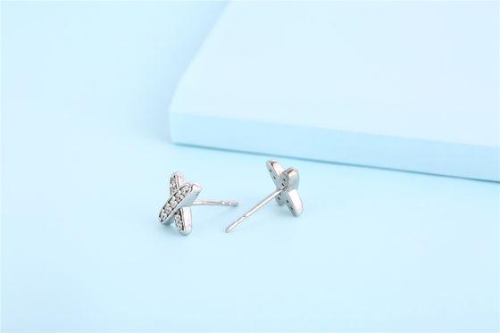 X Shape 925 Moissanite Boucles d'oreilles en argent Sterling bijoux en argent