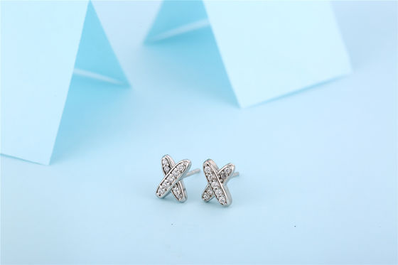 X Shape 925 Moissanite Boucles d'oreilles en argent Sterling bijoux en argent