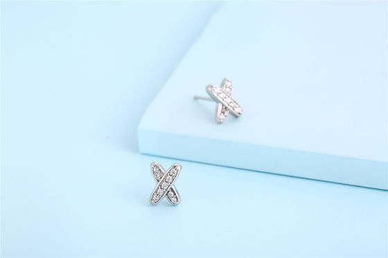 X Shape 925 Moissanite Boucles d'oreilles en argent Sterling bijoux en argent