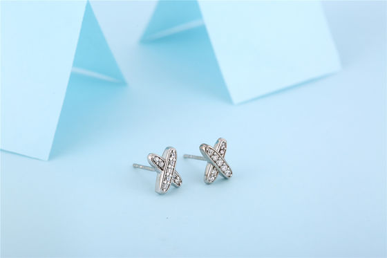 X Shape 925 Moissanite Boucles d'oreilles en argent Sterling bijoux en argent