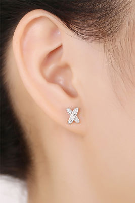 X Shape 925 Moissanite Boucles d'oreilles en argent Sterling bijoux en argent