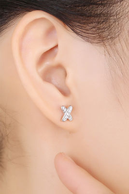 X Shape 925 Moissanite Boucles d'oreilles en argent Sterling bijoux en argent