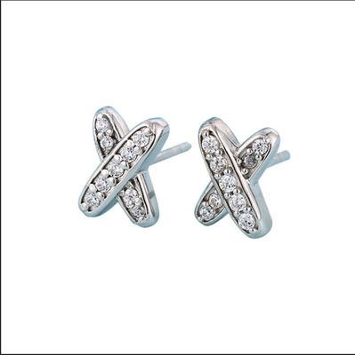 X Shape 925 Moissanite Boucles d'oreilles en argent Sterling bijoux en argent