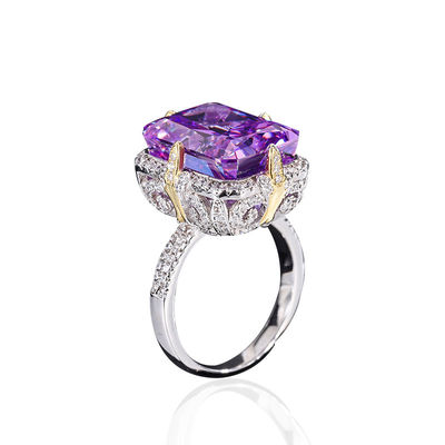 Pourpre / Aqua bleu / Jaune pierre précieuse 925 Sterling argent Zircon alliance de fiançailles