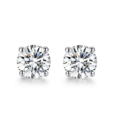 18 carats d'or Moissanite Boucles d'oreilles en diamant en or blanc Support personnalisé