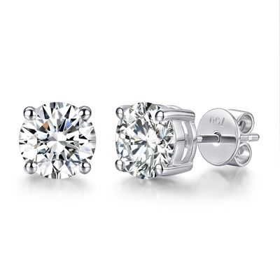 18 carats d'or Moissanite Boucles d'oreilles en diamant en or blanc Support personnalisé