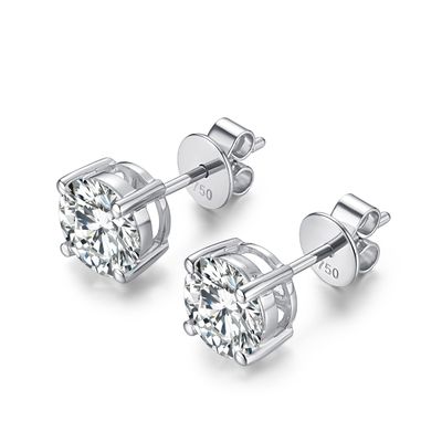 18 carats d'or Moissanite Boucles d'oreilles en diamant en or blanc Support personnalisé