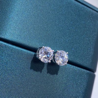18 carats d'or Moissanite Boucles d'oreilles en diamant en or blanc Support personnalisé
