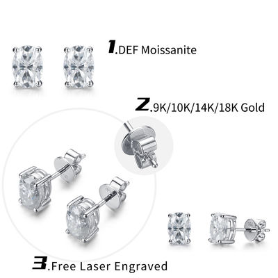 Des boucles d'oreilles en or de 18 carats en moissanite en diamant en forme ovale