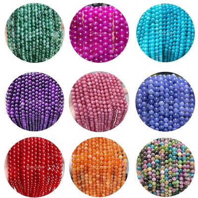 Gros de pierres précieuses de cristal naturel rouges de calcédoine perles de jade rondes perles lâches accessoires pour bricolage bracelet collier