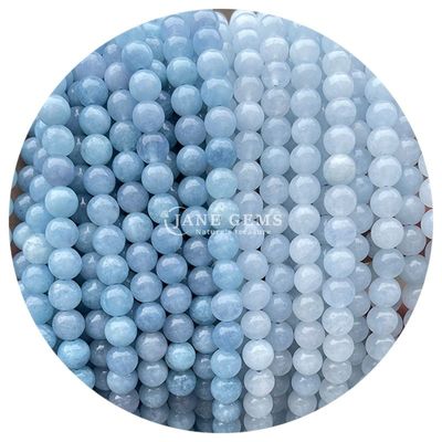 En gros Perles ronds de pierre naturelle Perles rondes de pierre précieuse accessoires 8 mm Aquamarin Perles lâches pour les bijoux de bricolage