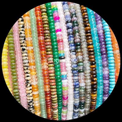Roche cristalline Rondelle Abacus Forme HeShi Perle Divers types de pierre Franges de perles lâches pour la fabrication de bijoux