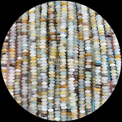Pierre naturelle de cristal en pierre précieuse Rondelle en forme d'abacus Amazonite œil de tigre Franges de perles lâches pour bracelets de yoga