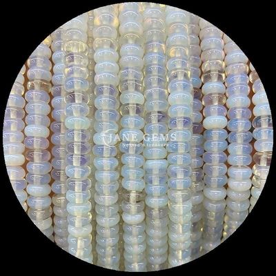 Perles de pierres précieuses Taille personnalisée Rondelle Abacus Forme pierre précieuse Opalite Silk doré Perles lâches Filament pour la fabrication de bijoux