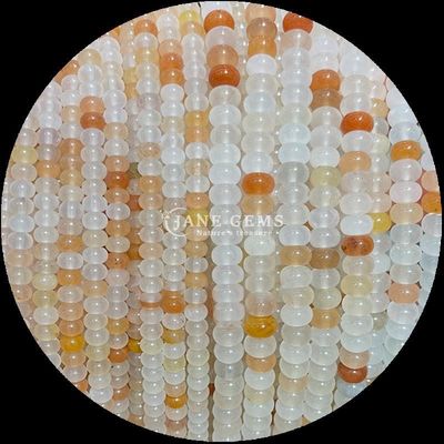 Perles de pierres précieuses Taille personnalisée Rondelle Abacus Forme pierre précieuse Opalite Silk doré Perles lâches Filament pour la fabrication de bijoux