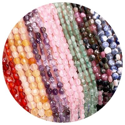 Perles à facettes de forme plate Cristal pierre précieuse ronde de forme lâche fils de perles pour la fabrication de bijoux bricolage