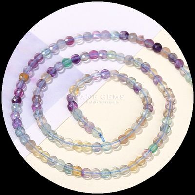 Perles à facettes de forme plate Perles à facettes de forme ronde de pierre préhnite de forme ronde de forme fluorite