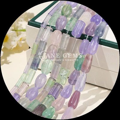 Perles irrégulières de fluorite, cristal, pierre précieuse, tube rond, forme de goutte d'eau, forme de perle lâche