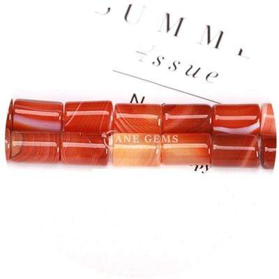 Vente en gros de perles en forme de cylindre en pierre précieuse de cristal naturel en agate rayée en cylindre en perles lâches