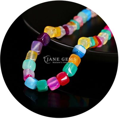 Vente en gros de pierres précieuses en cristal naturel Carré Agate Perles Cube Loose Perles Turquoise Accessoires Distances pour la fabrication de bijoux