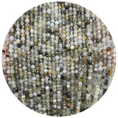 Perles de pierres précieuses cristallines naturelles de forme ronde à facettes petites de jade blanc Howlite Franges de perles lâches pour bracelets