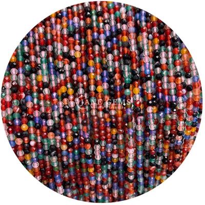 Perles de pierres précieuses cristallines naturelles en forme ronde à facettes petites Dalmatien Jaspe Ruby Zoisite Franges de perles lâches pour bracelets