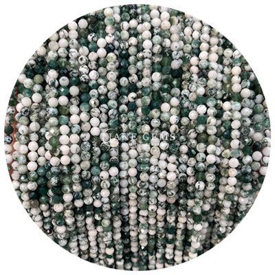 Perles de pierres précieuses cristallines naturelles en forme ronde à facettes petites Dalmatien Jaspe Ruby Zoisite Franges de perles lâches pour bracelets