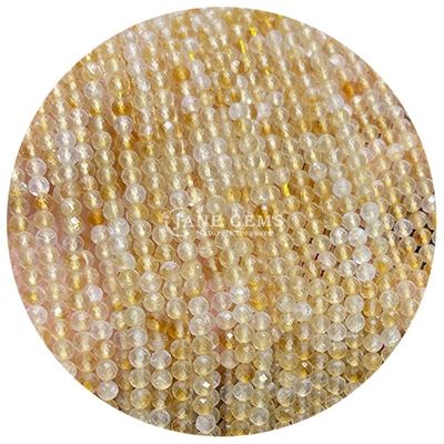 Perles de pierres précieuses cristallines naturelles à faces rondes de petite forme citrine pierre solaire perles lâches pour bracelets