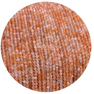 Perles de pierres précieuses cristallines naturelles à faces rondes de petite forme citrine pierre solaire perles lâches pour bracelets