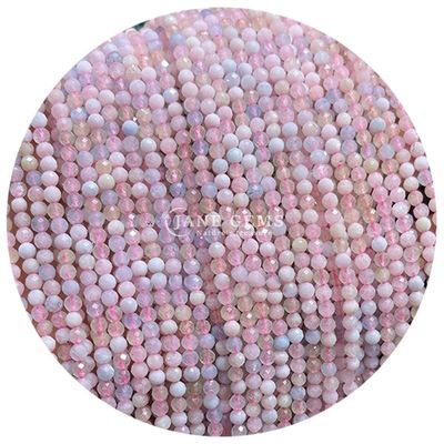 Perles de pierres précieuses cristallines naturelles à faces rondes, petite morganite, noire, rustiquée, quartz